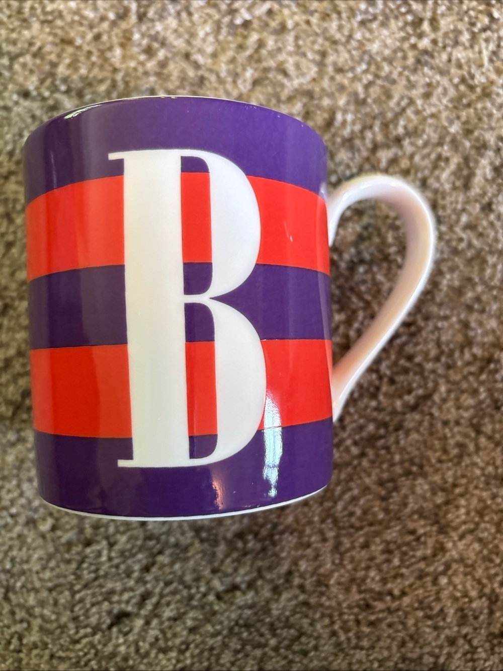 Kate Spade New York Lenox "B” Mug Cup Wickford Red Letter Day 12oz Purple Orange